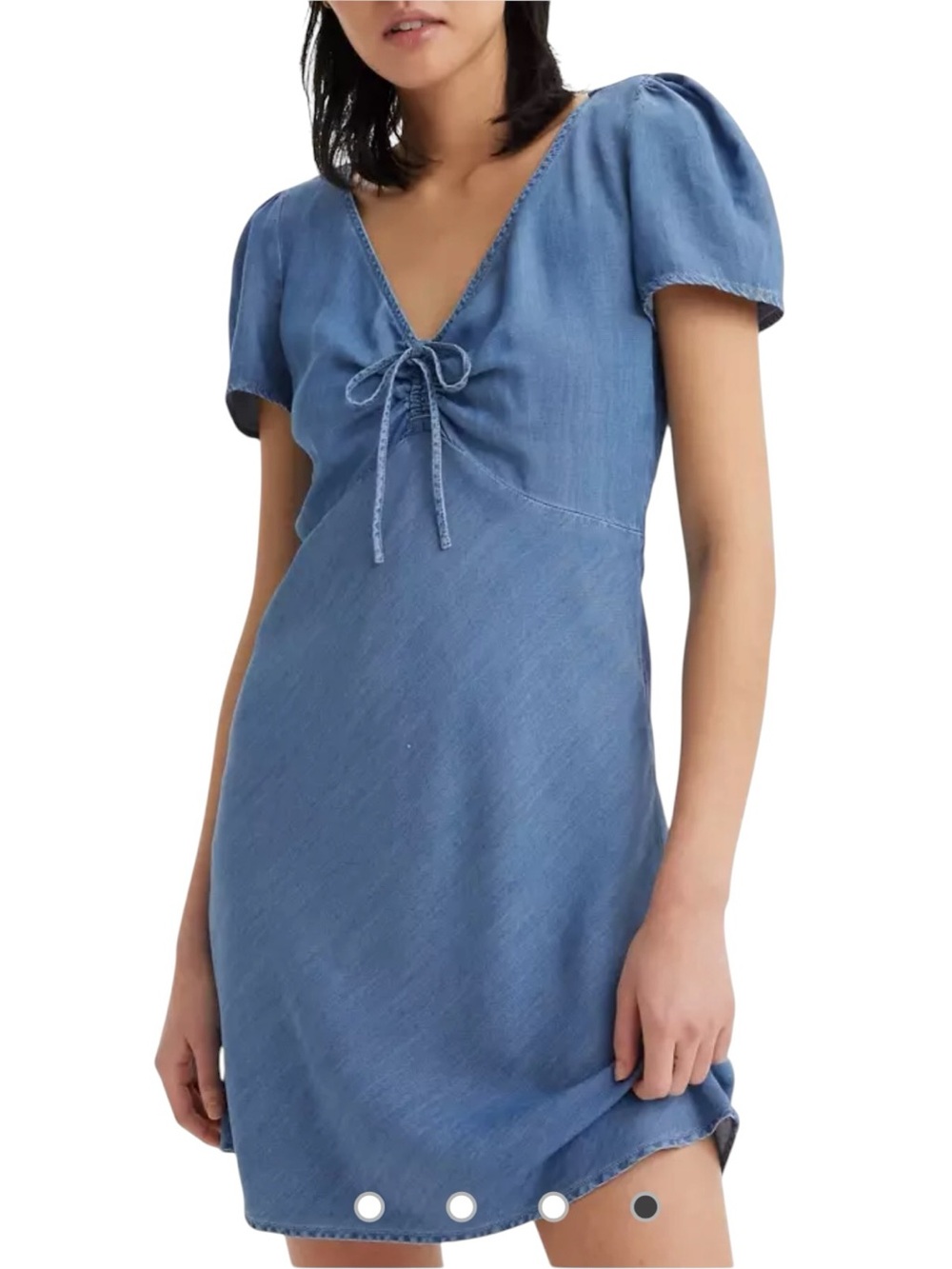 Levi's Blue Chambray Delray Vneck Short Sleeve A-Line Dress Size Medium